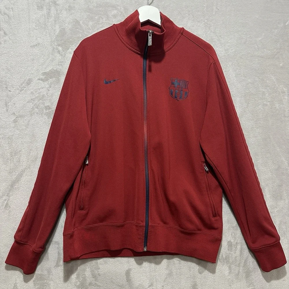 Nike‎ FC Barcelona N98 Authentic Track Jacket Men's XL Red Full Zip High Collar